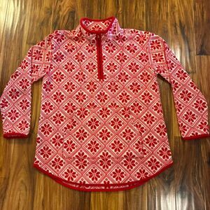 Women’s XL Red & white floral quarter zip fleece #winterwarmth #womens #snow